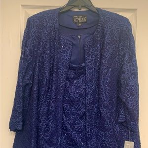 Beautiful Alex Evening Women’s Plus Size Long A-Line Mock Dress with Jacket, 20W